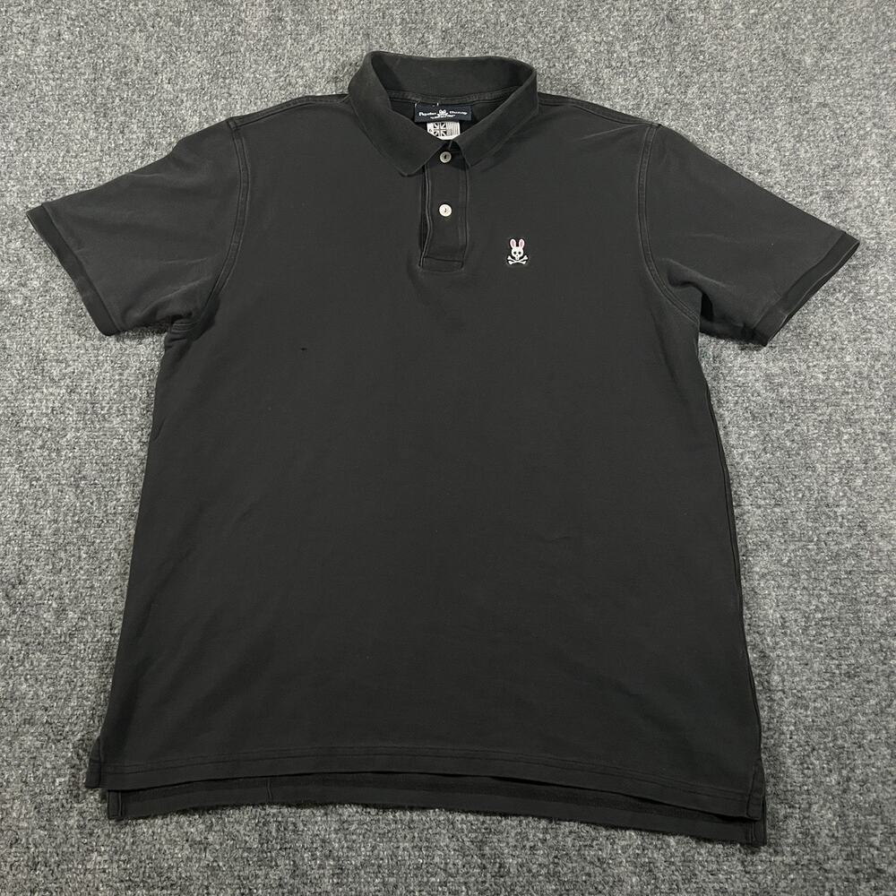 Psycho Bunny Mens Polo Shirt Size 6 Large Black Pima Cotton Logo